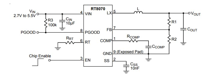 Application Circuit Diagram - Richtek RT8070 4A 2MHz Synchronous Step-Down Converters